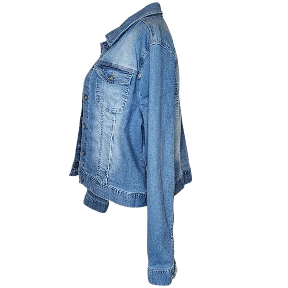 D.Jeans classic fit denim jacket light wash pockets button front sz xl nwt - Picture 6 of 16